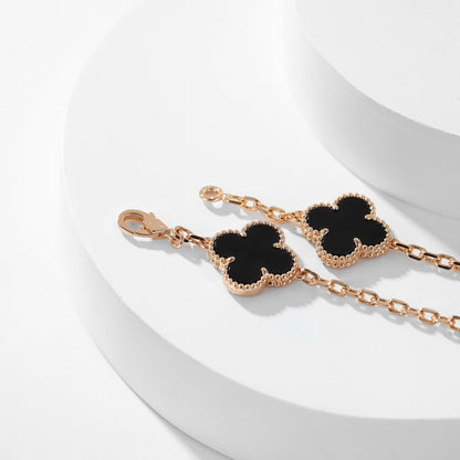 [Super CiCi ]CLOVER 10 MOTIFS ONYX NECKLACE