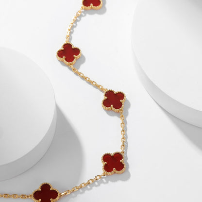 [Super CiCi ]CLOVER 10 MOTIFS CARNELIAN NECKLACE