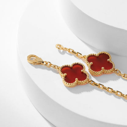[Super CiCi ]CLOVER 10 MOTIFS CARNELIAN NECKLACE