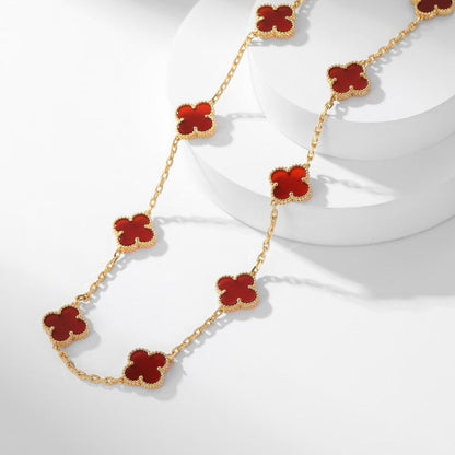 [Super CiCi ]CLOVER 10 MOTIFS CARNELIAN NECKLACE
