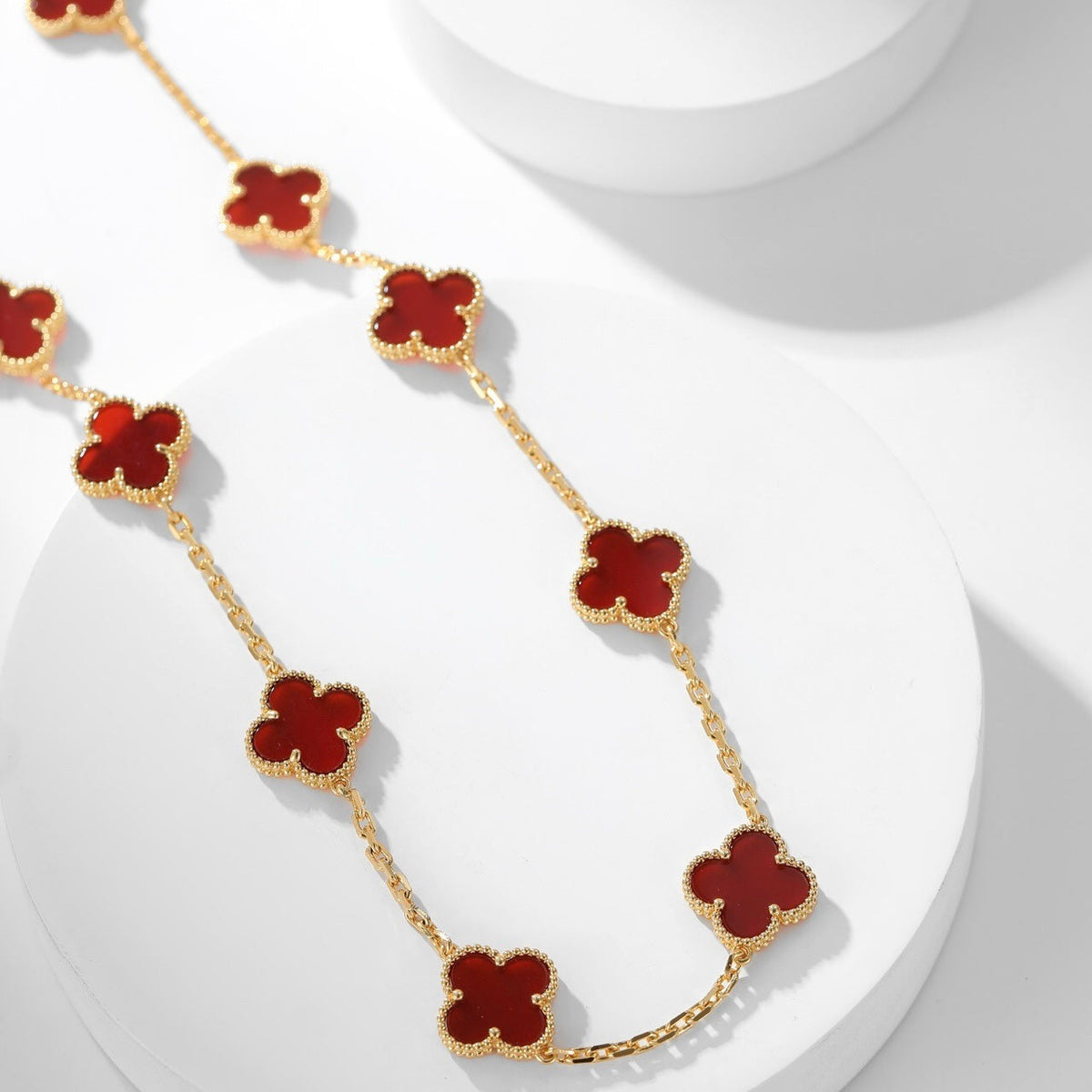 [Super CiCi ]CLOVER 10 MOTIFS CARNELIAN NECKLACE