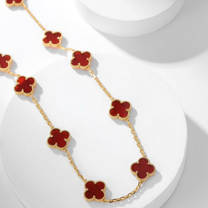 [Super CiCi ]CLOVER 10 MOTIFS CARNELIAN NECKLACE