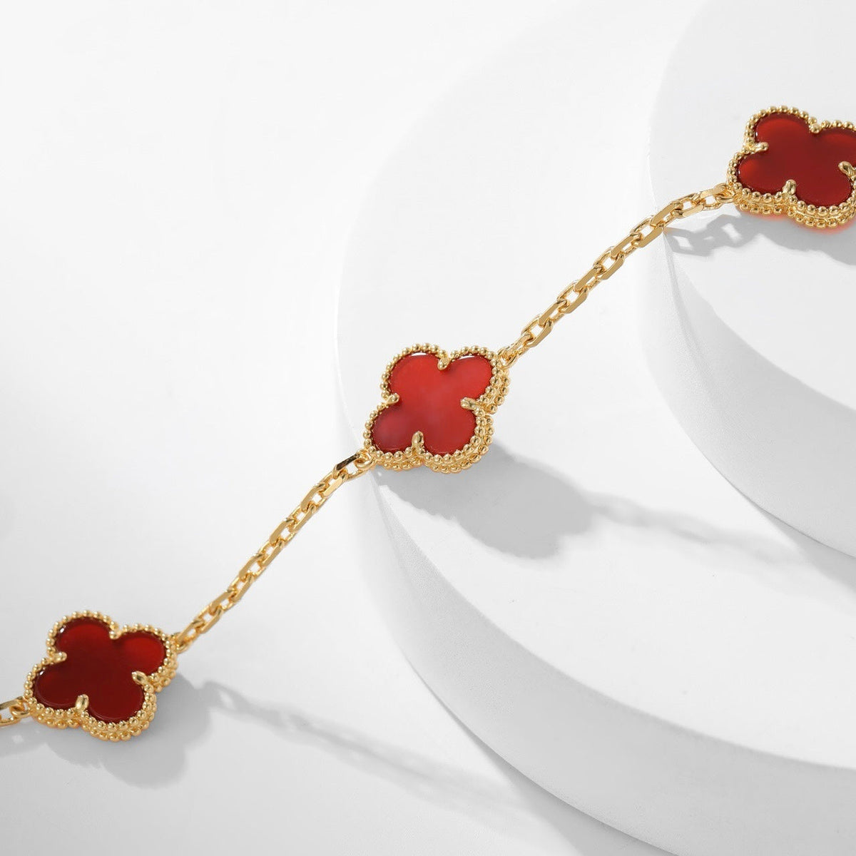 [Super CiCi ]CLOVER 10 MOTIFS CARNELIAN NECKLACE