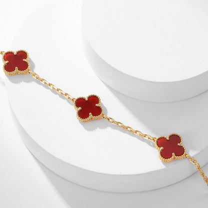 [Super CiCi ]CLOVER 10 MOTIFS CARNELIAN NECKLACE