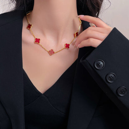 [Super CiCi ]CLOVER 10 MOTIFS CARNELIAN NECKLACE