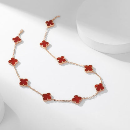 [Super CiCi ]CLOVER 10 MOTIFS CARNELIAN NECKLACE