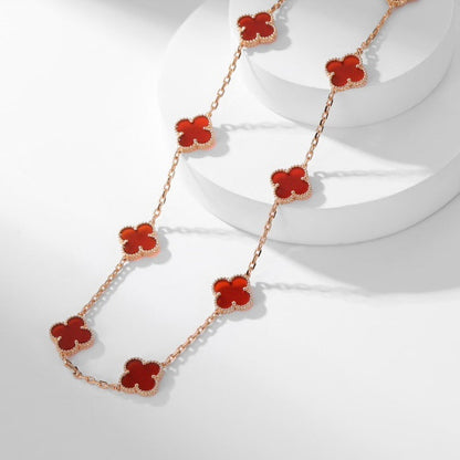 [Super CiCi ]CLOVER 10 MOTIFS CARNELIAN NECKLACE