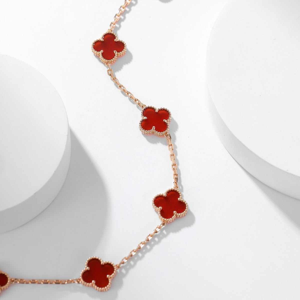 [Super CiCi ]CLOVER 10 MOTIFS CARNELIAN NECKLACE
