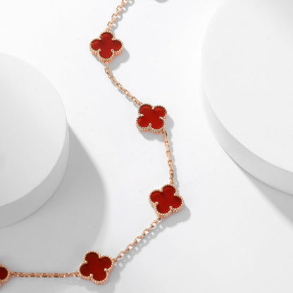 [Super CiCi ]CLOVER 10 MOTIFS CARNELIAN NECKLACE