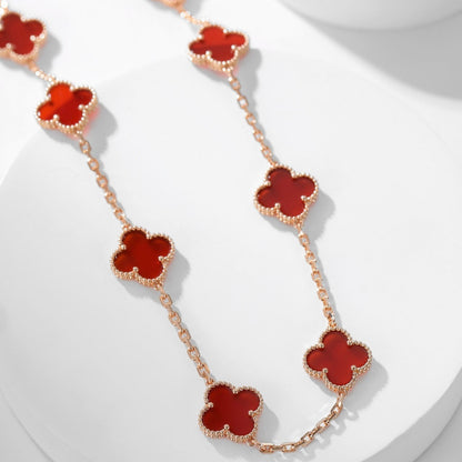 [Super CiCi ]CLOVER 10 MOTIFS CARNELIAN NECKLACE