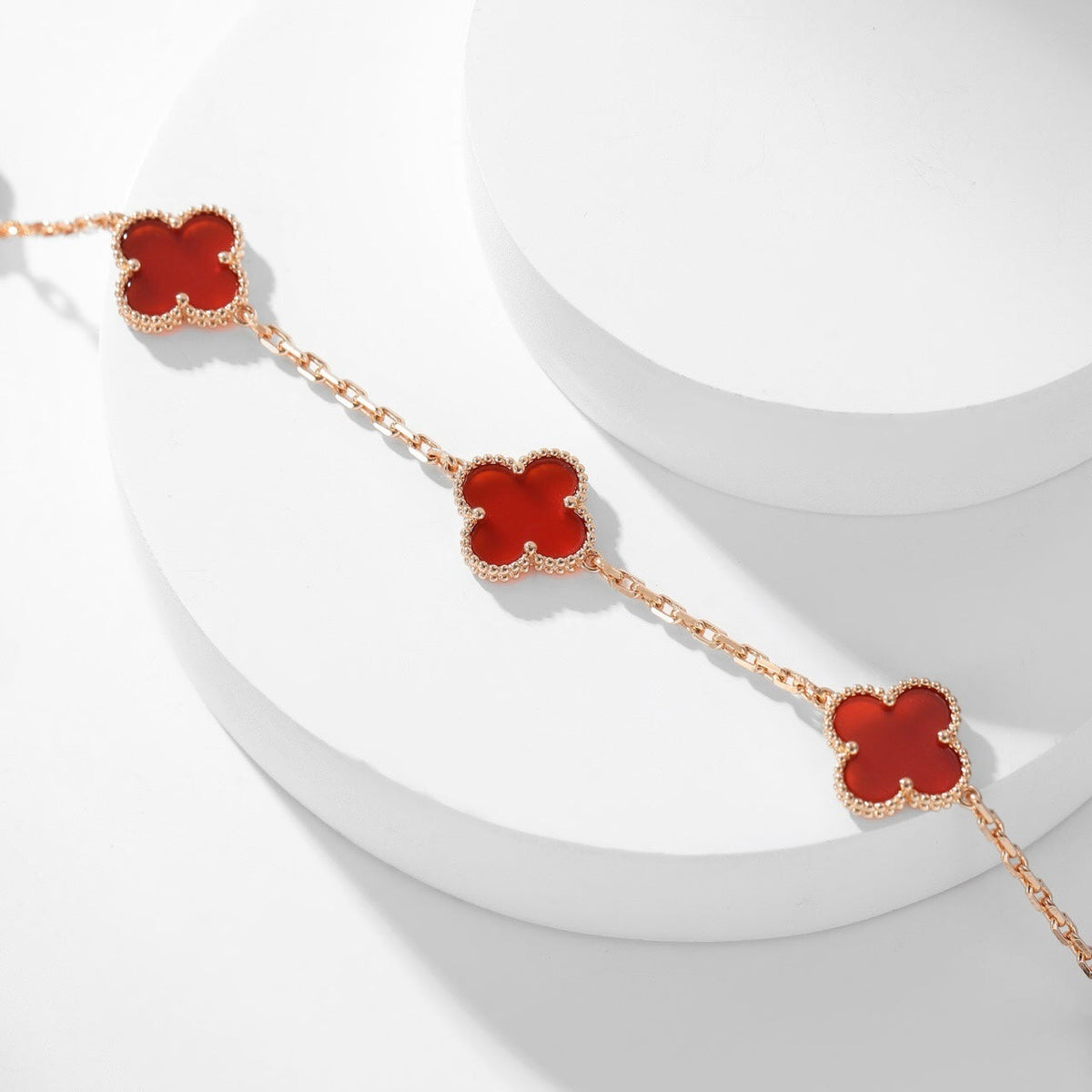 [Super CiCi ]CLOVER 10 MOTIFS CARNELIAN NECKLACE