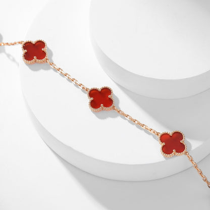 [Super CiCi ]CLOVER 10 MOTIFS CARNELIAN NECKLACE