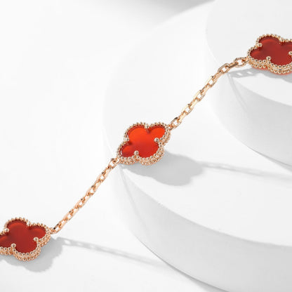 [Super CiCi ]CLOVER 10 MOTIFS CARNELIAN NECKLACE