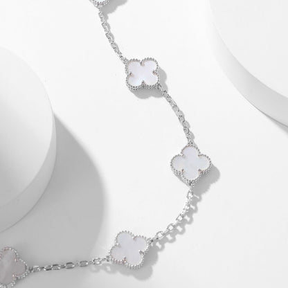 [Super CiCi ]CLOVER 10 MOTIFS WHITE MOTHER OF PEARL NECKLACE