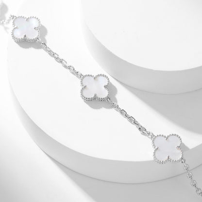 [Super CiCi ]CLOVER 10 MOTIFS WHITE MOTHER OF PEARL NECKLACE