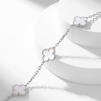 [Super CiCi ]CLOVER 10 MOTIFS WHITE MOTHER OF PEARL NECKLACE