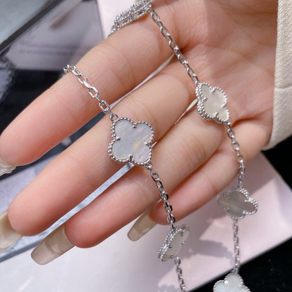 [Super CiCi ]CLOVER 10 MOTIFS WHITE MOTHER OF PEARL NECKLACE