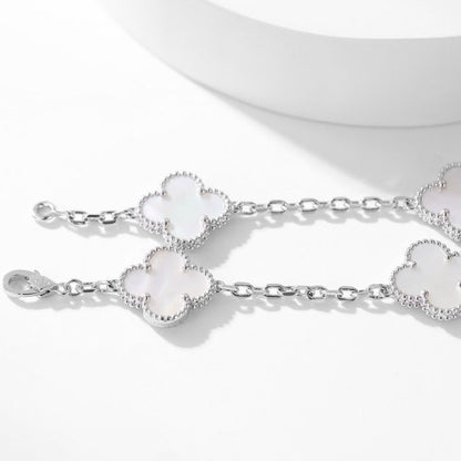 [Super CiCi ]CLOVER 10 MOTIFS WHITE MOTHER OF PEARL NECKLACE