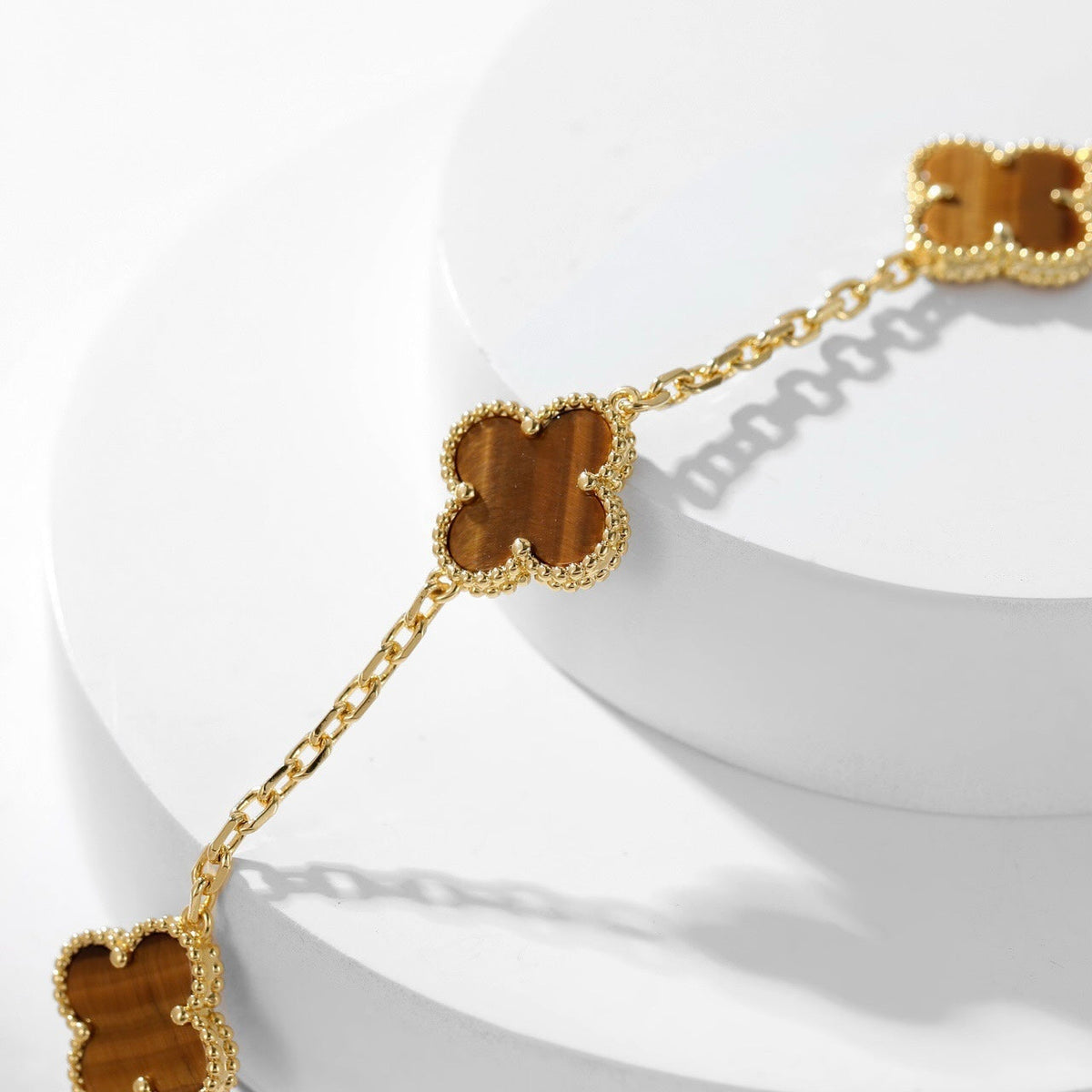 [Super CiCi ]CLOVER 10 MOTIFS TIGER EYE NECKLACE