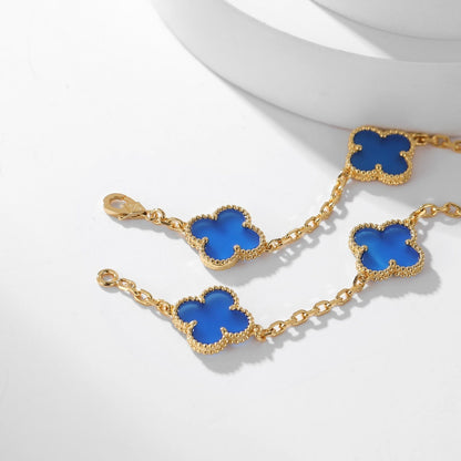 [Super CiCi ]CLOVER 10 MOTIFS BLUE AGATE NECKLACE