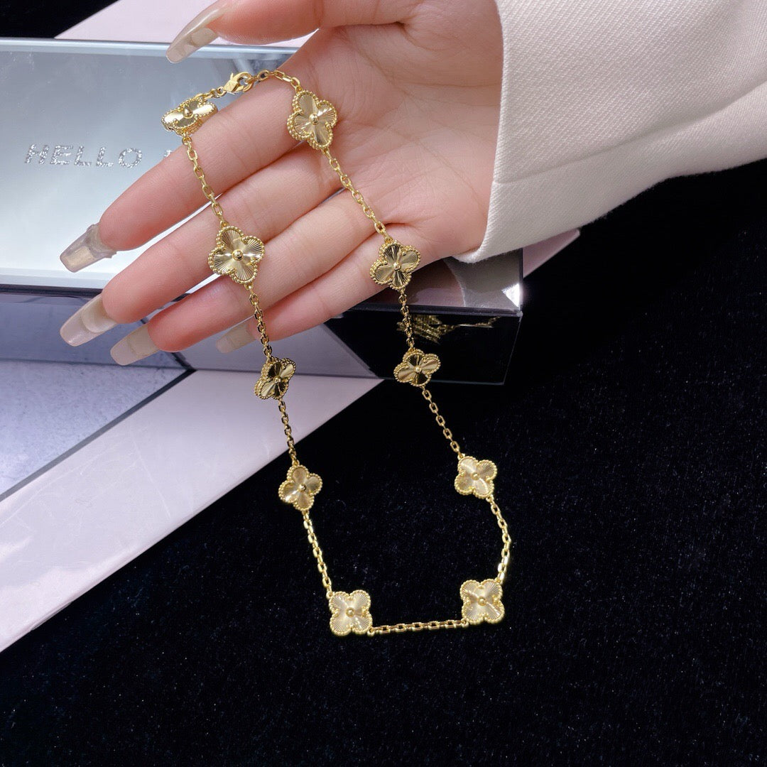 [Super CiCi ]CLOVER 10 MOTIFS LASER NECKLACE