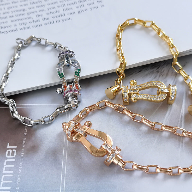[Super CiCi ]FORCE LARGE HORSESHOE CLASP  METAL BRACELET