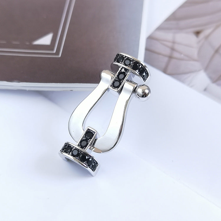 [Super CiCi ]FORCE LARGE HORSESHOE BLACK DIAMOND BRACELET SILVER