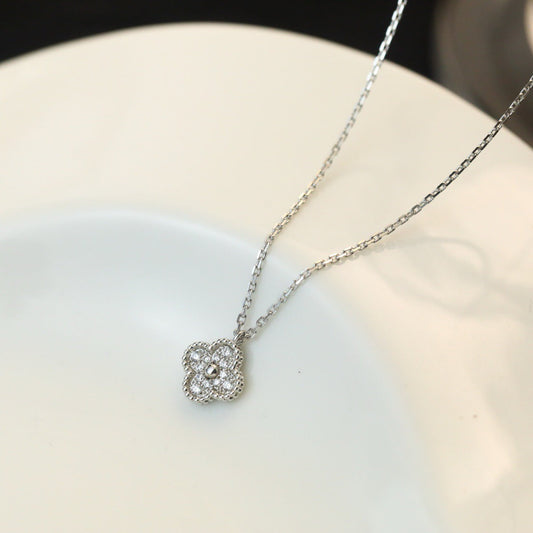 [Super CiCi ]CLOVER MINI 9.5MM PENDANT DIAMOND NECKLACE