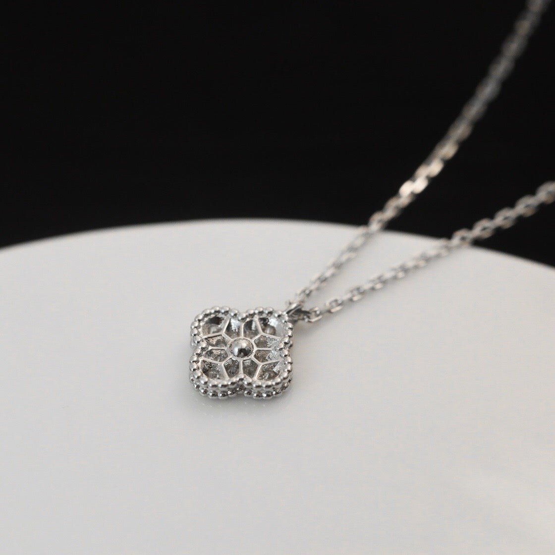 [Super CiCi ]CLOVER MINI 9.5MM PENDANT DIAMOND NECKLACE