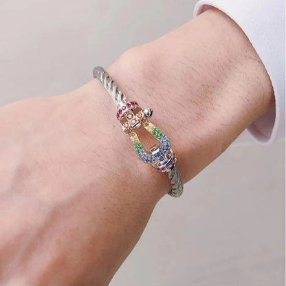 [Super CiCi ]FORCE LARGE HORSESHOE  COLORED DIAMOND BRACELET ROSE GOLD