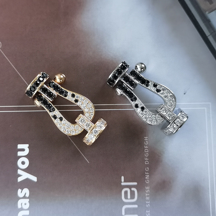 [Super CiCi ]FORCE LARGE HORSESHOE BLACK WHITE DIAMOND BRACELET ROSE GOLD