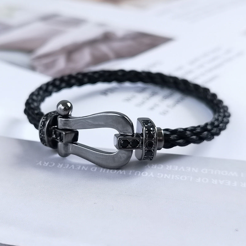 [Super CiCi ]FORCE LARGE SERIES HORSESHOE BLACK SAMURAI BRACELET