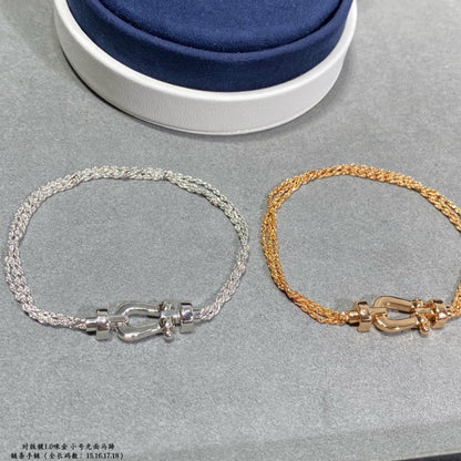[Super CiCi ]FORCE SMALL HORSESHOE  DIAMOND CHAIN ROPE BRACELET