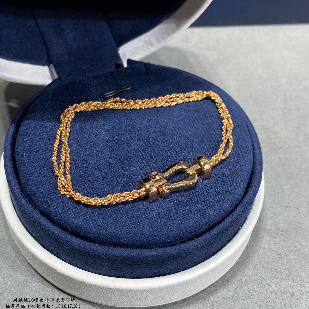 [Super CiCi ]FORCE SMALL HORSESHOE  DIAMOND CHAIN ROPE BRACELET