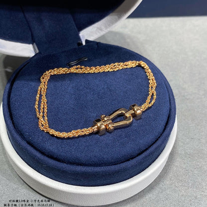 [Super CiCi ]FORCE SMALL HORSESHOE  DIAMOND CHAIN ROPE BRACELET