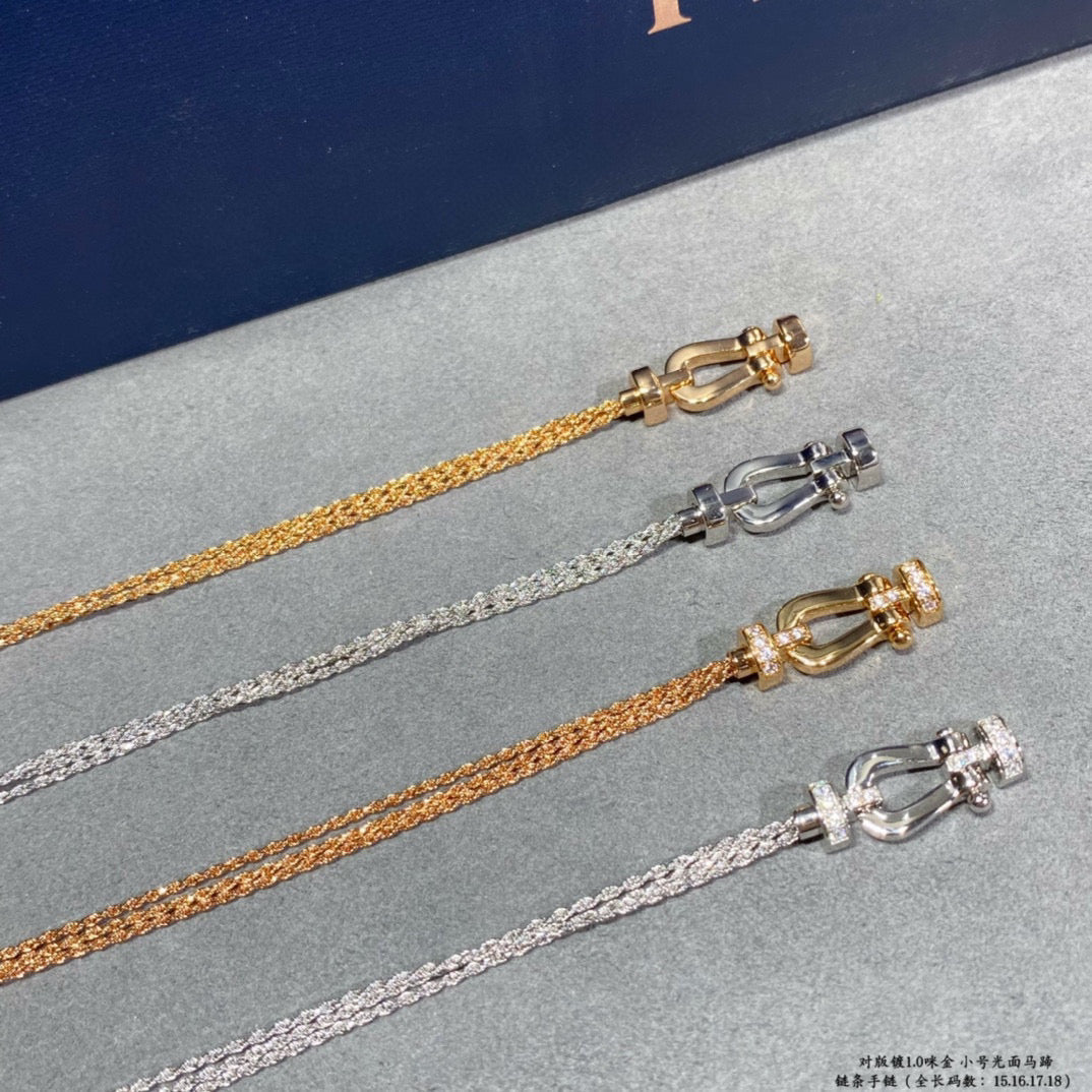 [Super CiCi ]FORCE SMALL HORSESHOE  DIAMOND CHAIN ROPE BRACELET