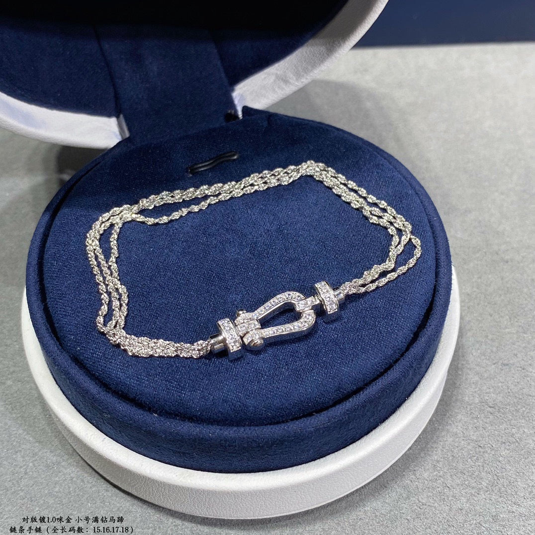 [Super CiCi ]FORCE SMALL HORSESHOE  DIAMOND CHAIN ROPE BRACELET