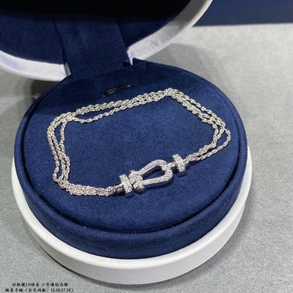 [Super CiCi ]FORCE SMALL HORSESHOE  DIAMOND CHAIN ROPE BRACELET