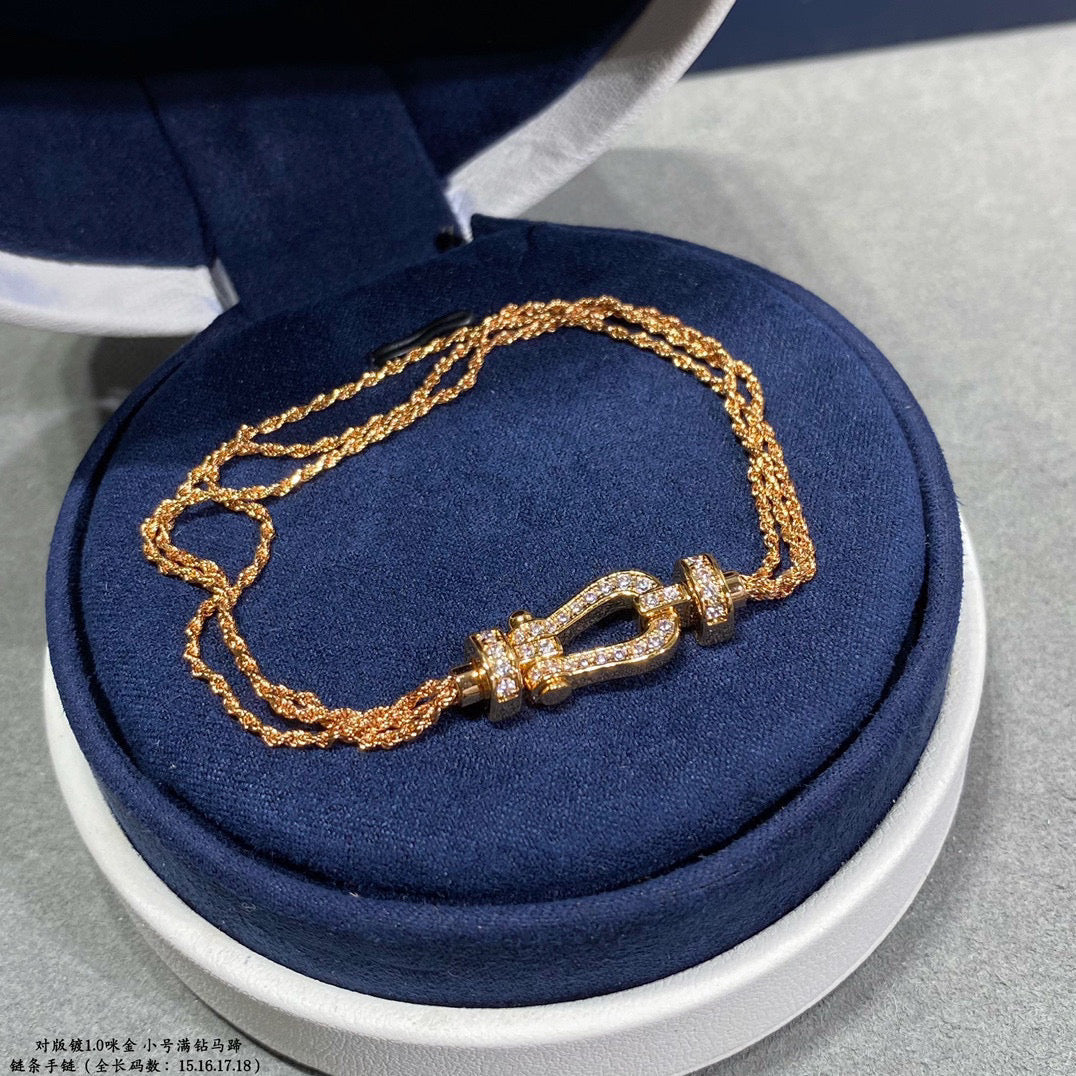 [Super CiCi ]FORCE SMALL HORSESHOE  DIAMOND CHAIN ROPE BRACELET