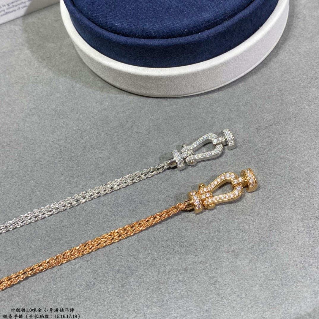 [Super CiCi ]FORCE SMALL HORSESHOE  DIAMOND CHAIN ROPE BRACELET