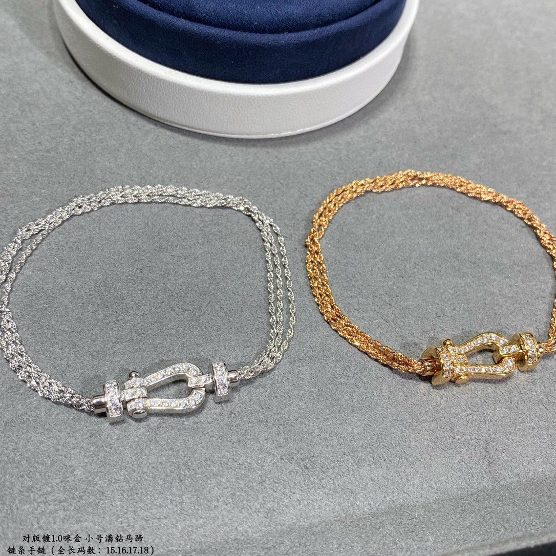 [Super CiCi ]FORCE SMALL HORSESHOE  DIAMOND CHAIN ROPE BRACELET