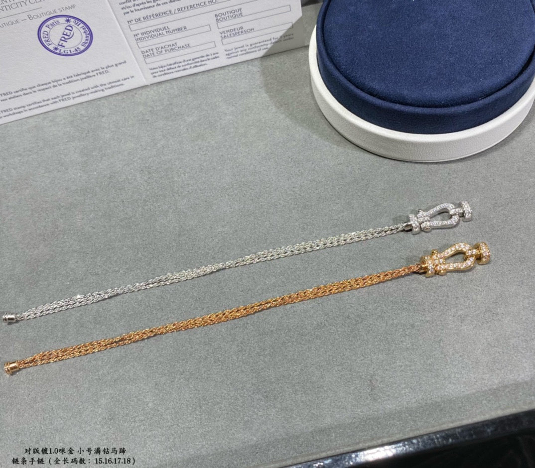 [Super CiCi ]FORCE SMALL HORSESHOE  DIAMOND CHAIN ROPE BRACELET