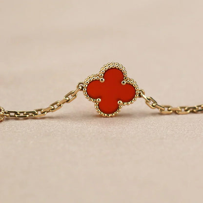 [Super CiCi ] CLOVER 5 MOTIF RED CORNELIAN BRACELET COLLECTION