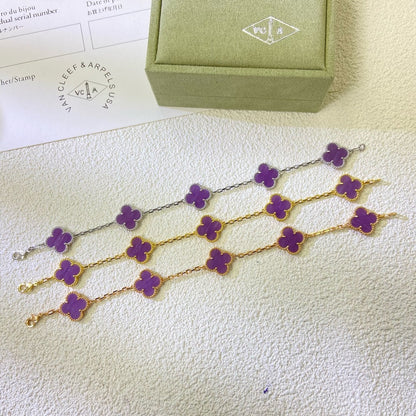 [Super CiCi ]CLOVER  5 MOTIFS  PURPLE VIOLET BRACELET