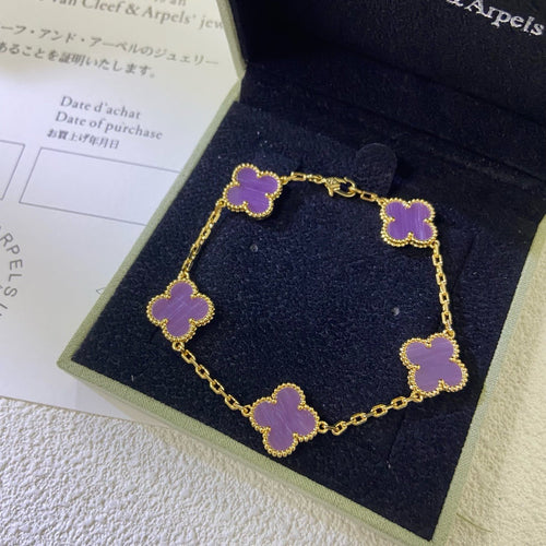 [Super CiCi ]CLOVER  5 MOTIFS  PURPLE VIOLET BRACELET