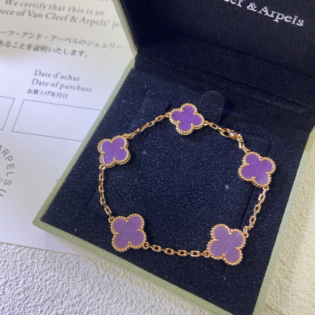 [Super CiCi ]CLOVER  5 MOTIFS  PURPLE VIOLET BRACELET
