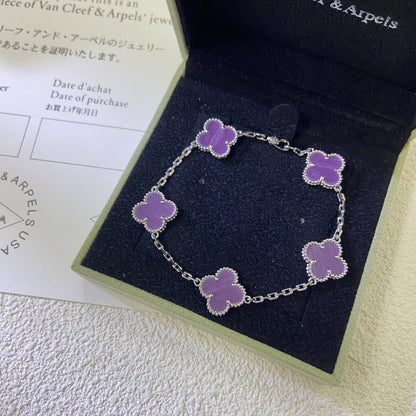 [Super CiCi ]CLOVER  5 MOTIFS  PURPLE VIOLET BRACELET