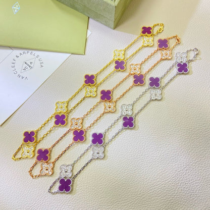 [Super CiCi ]CLOVER 10 MOTIFS  PURPLE VIOLET DIAMOND NECKLACE