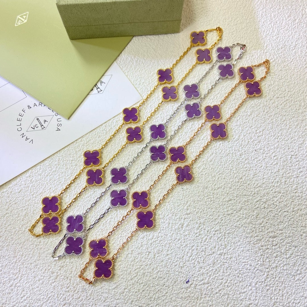[Super CiCi ]CLOVER 10 MOTIFS  PURPLE VIOLET  NECKLACE