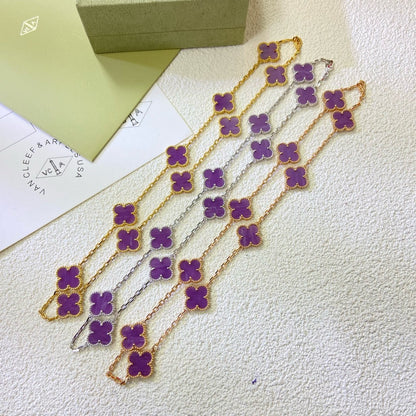 [Super CiCi ]CLOVER 10 MOTIFS  PURPLE VIOLET  NECKLACE